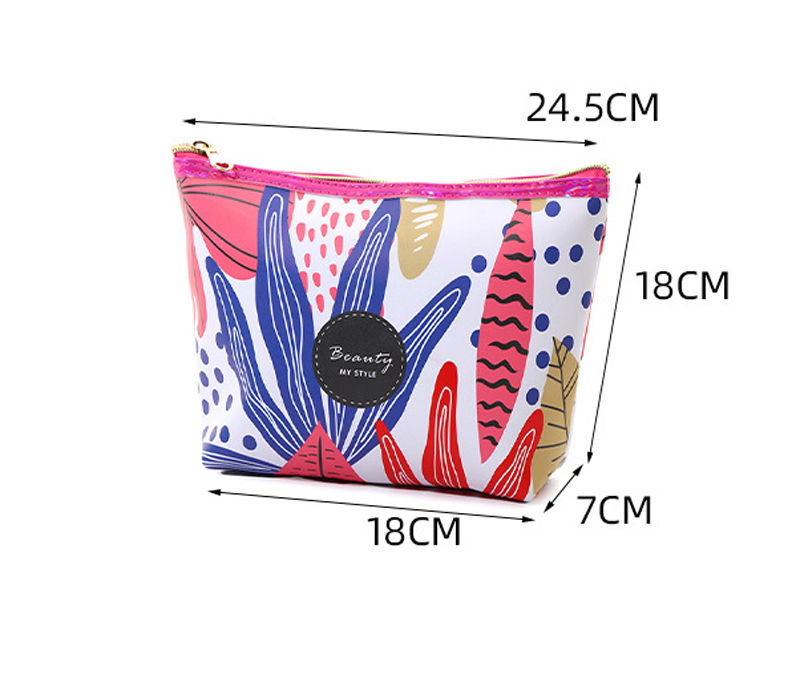 DHLCosmetic Bags Leaf Printing Triangle Shaped PU Large Capacity Travel Multifunctional Storage Bag Mix Color