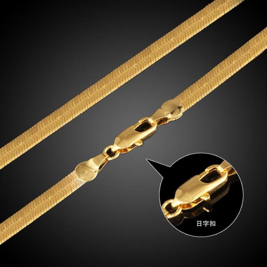 Orecchini Collana 7mm Stile classico Bracciale in osso di serpente piatto Set Uomo Donna Catena a spina di pesce Gioielli in oro riempito284B