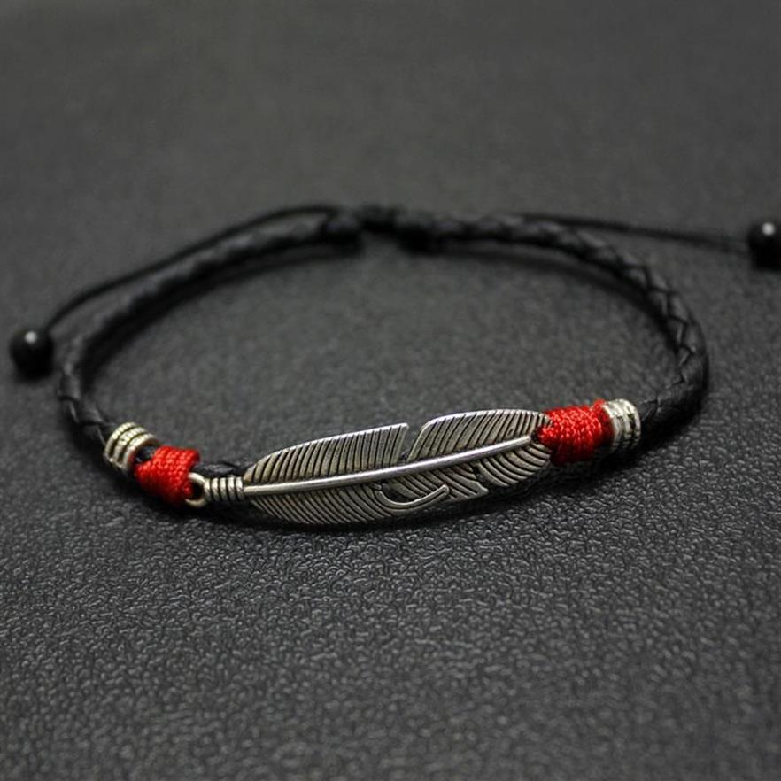 Anklets Simple Adjustable Handmade Leaf Woven Rope Lucky Foot Bracelet For Women Men Jewelry207w