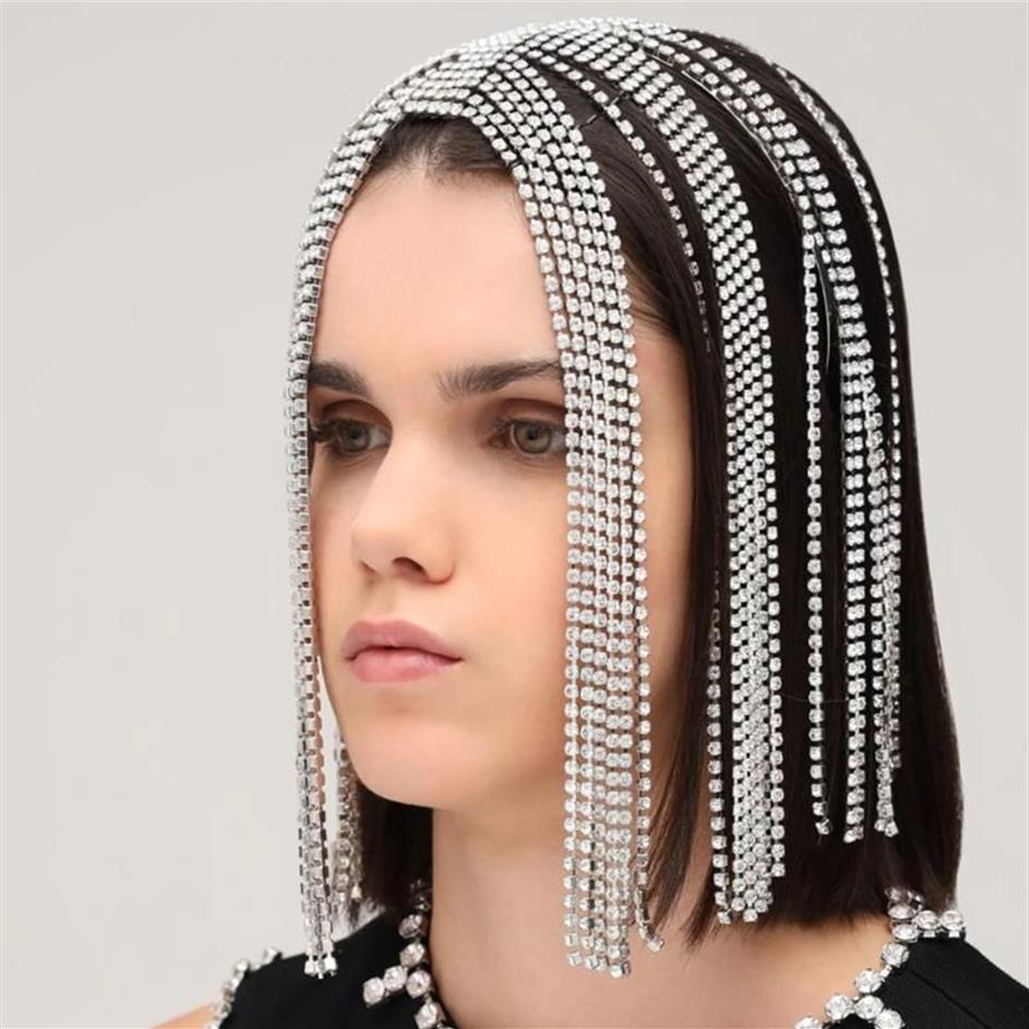 Pinces à cheveux Barrettes Stonefans Luxueux Coiffe Chapeau Strass Gland Tête Chaîne Bande Cristal Multi Brins Bandeau Chaînes He304q