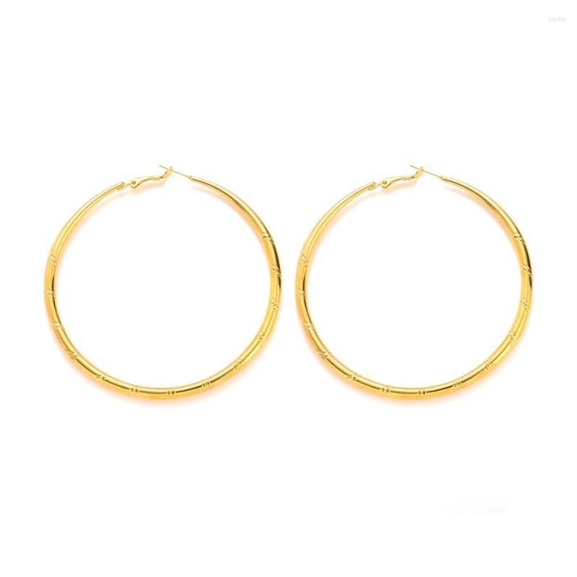 Pendientes de aro par de gran círculo dorado chapado en círculo criole chic Hoops regalo UK206A