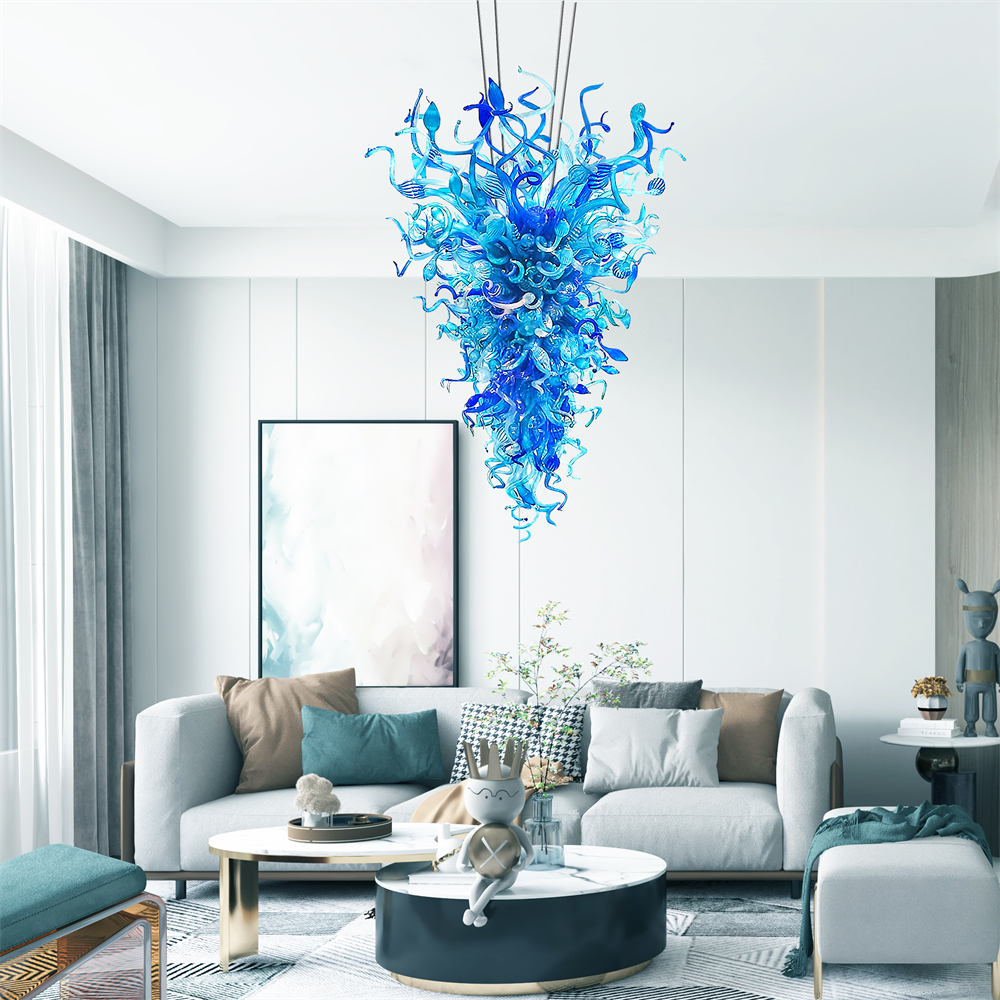 Nordic Style Crystal Chandelier Lamps Multi Color Hand Blown Glass Chandelier Light Fancy Dale Chihuly Art Indoor Chandeliers Fixture for Hotel Mall Villa LR394