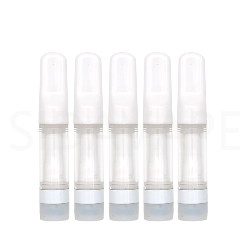 Full Ceramic Cartridge Empty 0.5ml 0.8ml 1.0ml Atomizer Glass Carts Press Lock Mouthpiece Ceramic Coil Vaporizer