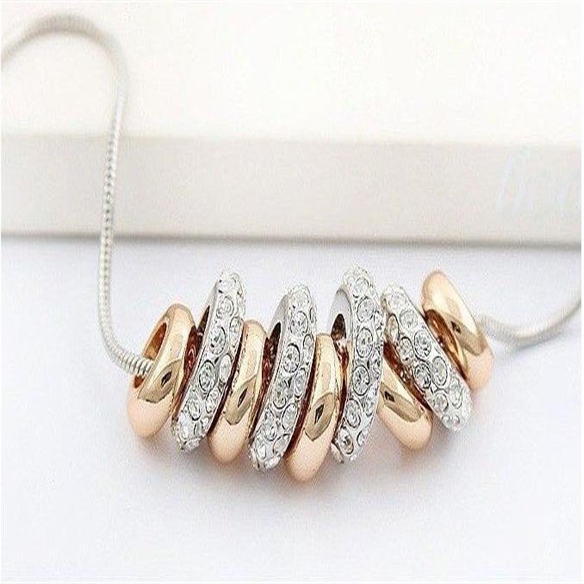 Tow Tone in platino 18 carati e collane di perline placcate oro Autentico cristallo austriaco Collana di gioielli di moda B132637