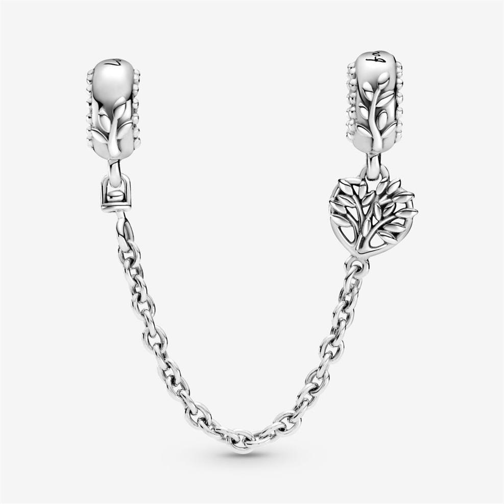 100 ٪ 925 Sterling Silver Heart Family Tree Safety Charms تناسب السحر الأوروبي الأصلي سوار السحر