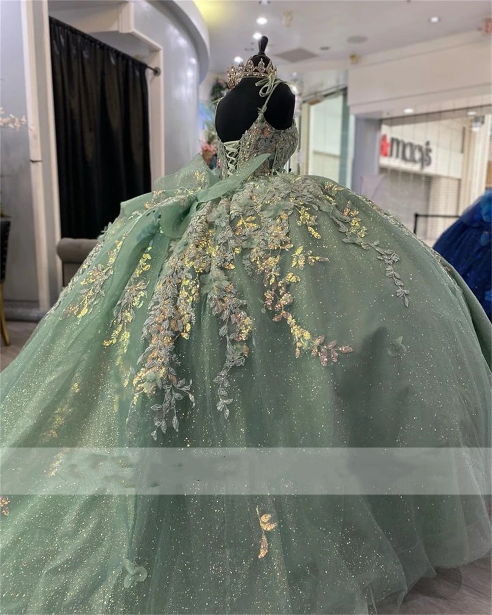 Shinning Applique Spaghetti Light Green Quinceanera Dresses 2024 Ball Gown Sweet 16 Dresses Vestidos De 15 Anos Corset Style