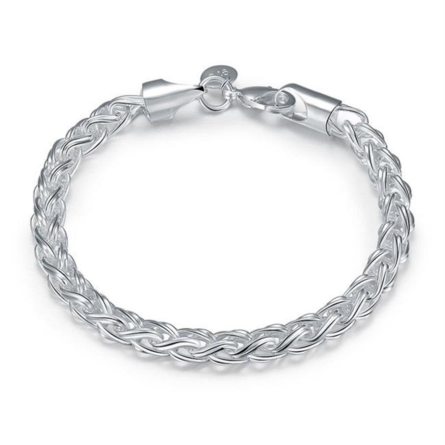 Pulseira torcional banhada a prata; Novidade moda masculina e feminina pulseira de prata 925 SPB070303q