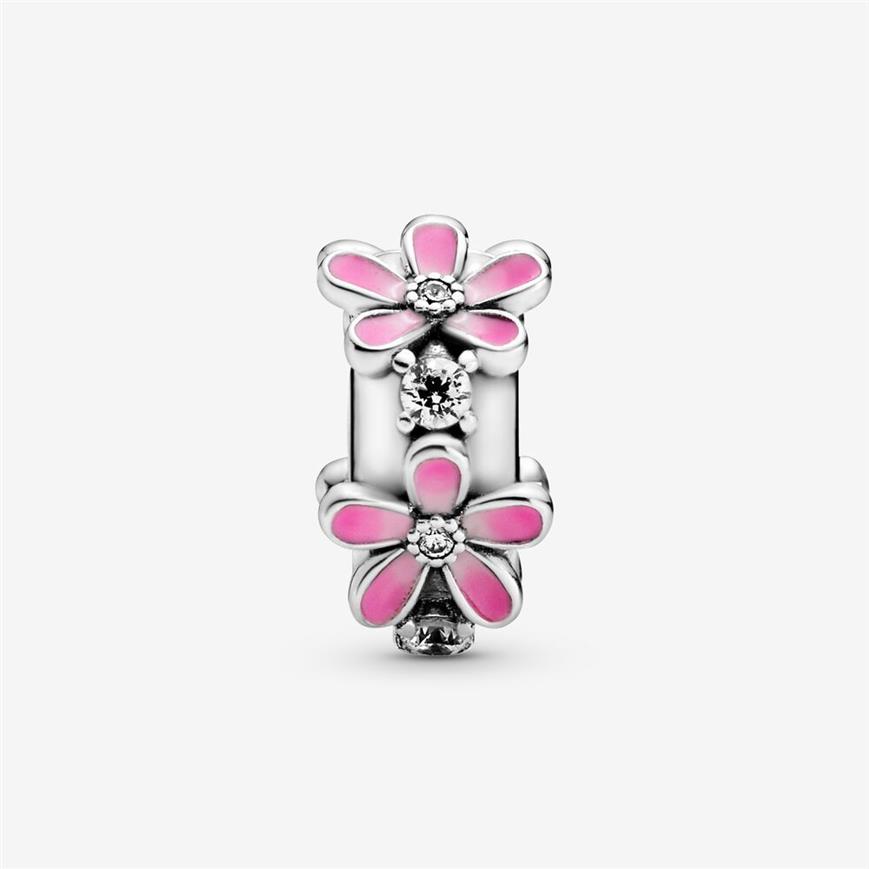 Nouveauté 100% 925 argent sterling rose marguerite fleur pince charme ajustement original européen bracelet à breloques bijoux de mode accessoires219j