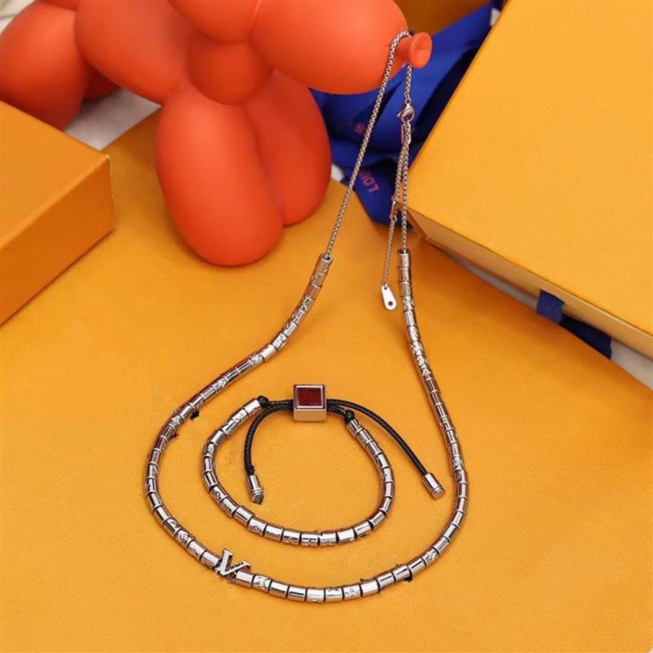 New Italian brand jewelry silver letter Beaded Necklace men's and women's fashion street Bracelet birthday gift278e