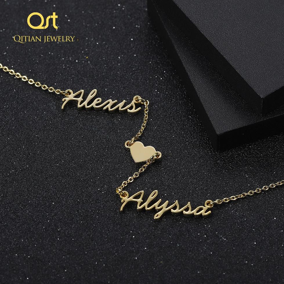 Fashion Custom Names Heart Symbol Necklace Rostfritt stålhängen uttalande Personlig Choker för kvinnor gåva guldsmycken Q111311w