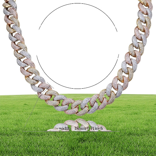 Maimi Cuban Link Chain Necklace Men039s Hip Hop Gold Color Iced Out Cubic Zircon Necklaces Jewelry Gifts 16 30 CX200721223V6462263