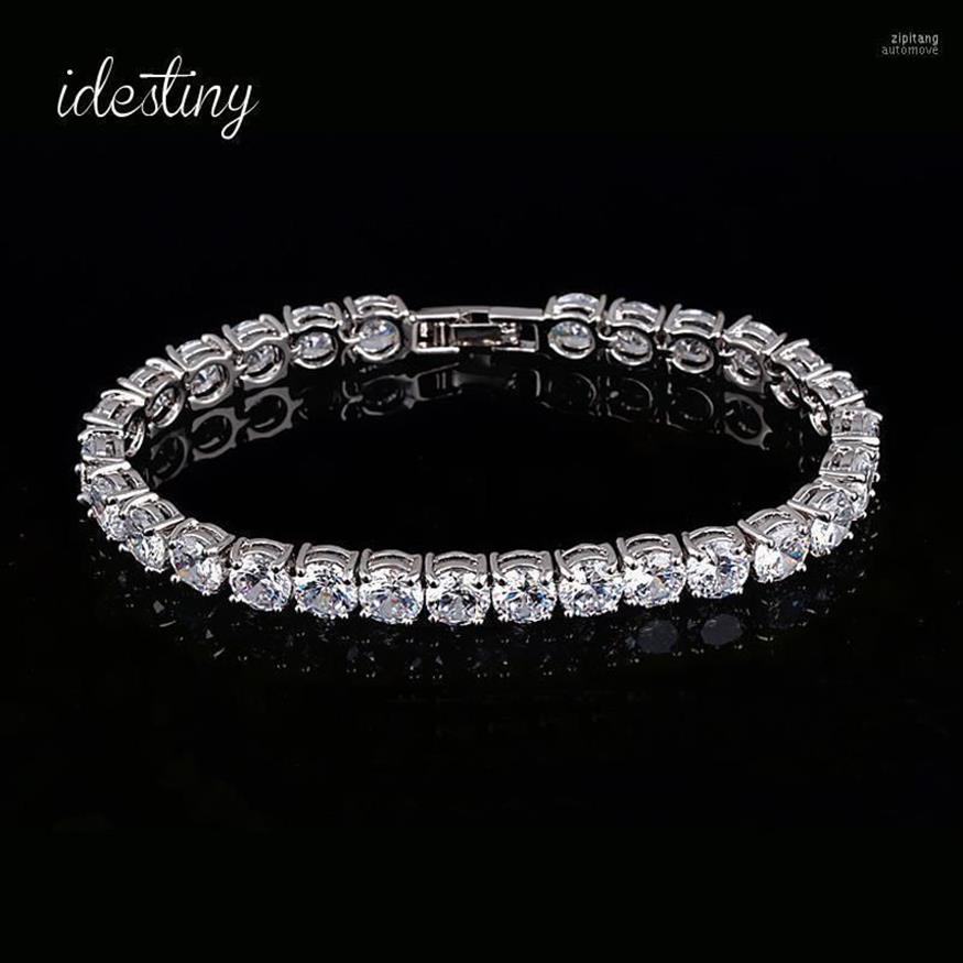 11 11 Bracelet de Tennis pour femme avec breloque 6mm rond zircon cubique Pulseira classique bijoux de mariage dame Bracelet1207Q