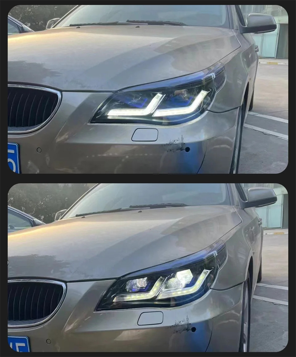Car Head Lamp for BMW E60 Headlights 2003-2009 523i 530i Angel Eye LED Headlight DRL Hid Bi Xenon Lights