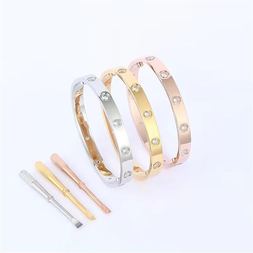 Marca Destornillador clásico Brazalete Moda Nuevo 10 Diseñador de diamantes MOVE PULSERA Para hombres Mujeres Alta calidad Acero inoxidable 316L C238a