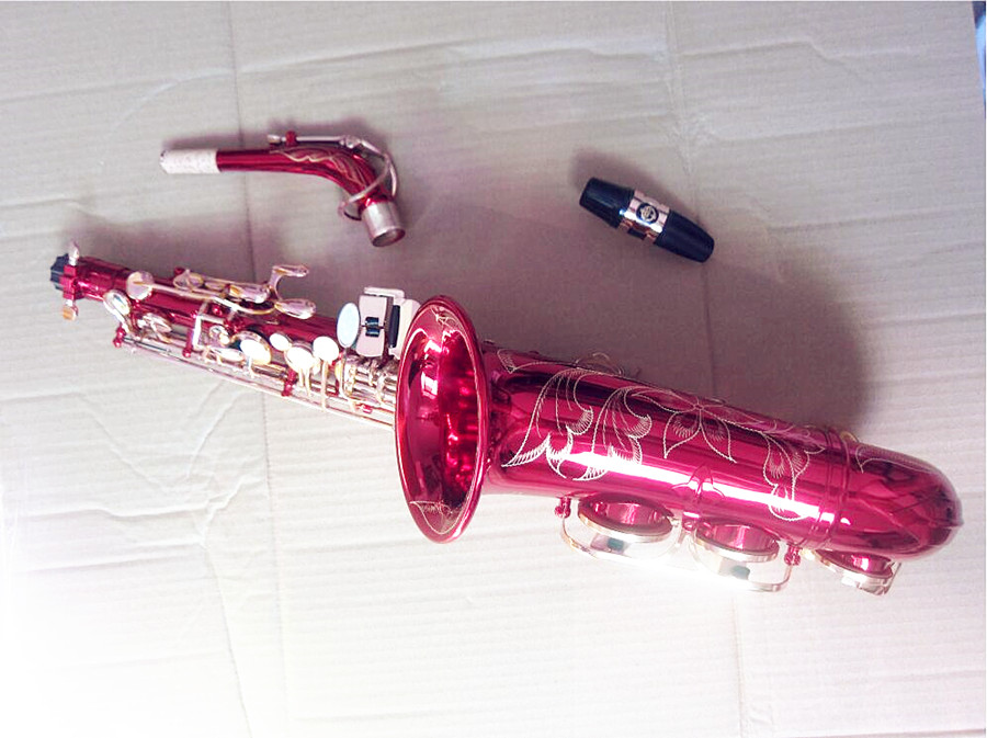 Best Quality Red Alto Saxophone Japan varumärke Alto Saxofon E-Flat Music Instrument med munstycke Professional