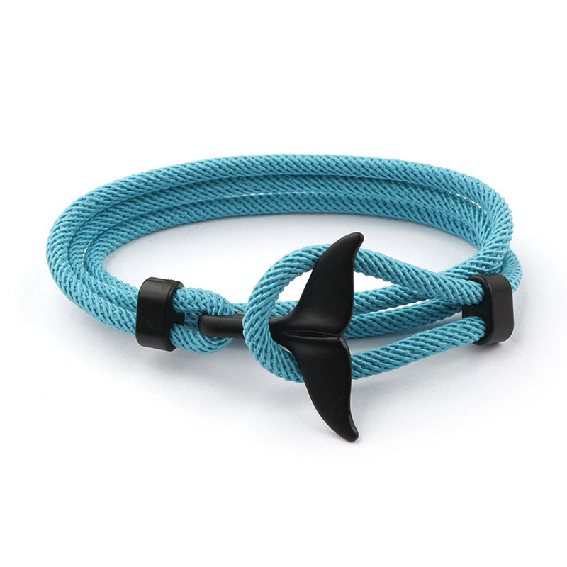 Designer Whale Tail Rope Armband Nautical Armband Coastal Survival Rope Handarmband för män Kvinnor Paracord Dolphin Tail Metal Hook Bangle Wrist Band grossist