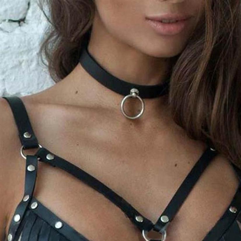 Naszyjniki wiszące mody anime łańcuch łańcuchowa man pu skórzany naszyjnik choker zabójca Reze chocker punkowy oświadczenie biżuterii ślub 283v