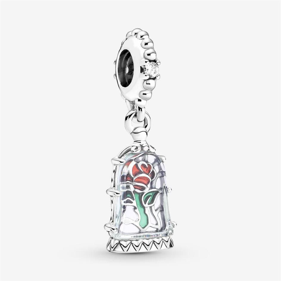 100% 925 Sterling Silver Enchanted Rose Dangle Charm Fit Original European Charms Bracelet Mode Femmes Mariage Fiançailles Jewelr293i