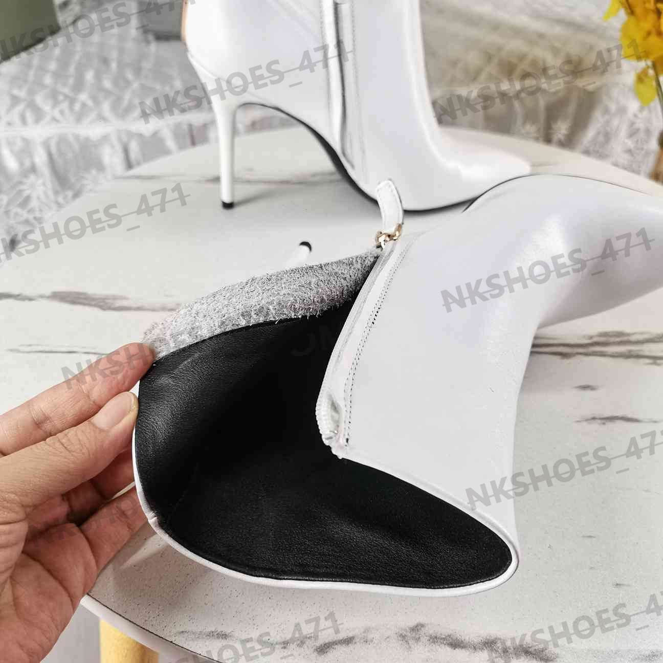 Designer Boots High Quality Pointed Toe Women Short Boots Fashion Brand Spring and Autumn Calf Leather Pointed Toe Stiletto Heel Side Zipper Classic Martin Boots