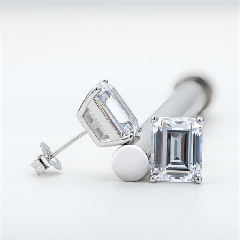 Stud Fashion 925 Sterling Zilver Emerald Cut Oorbellen Oorbel Vrouwen Bruiloft Oor Gesp Lady Party Jewery GiftStud Kirs22292u