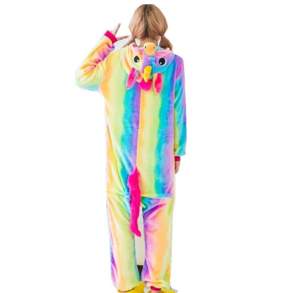 Rainbow Unicorn Costume grenouillères Pyjon Kigurumi Suit à saut à saut adultes Costumes Halloween3132