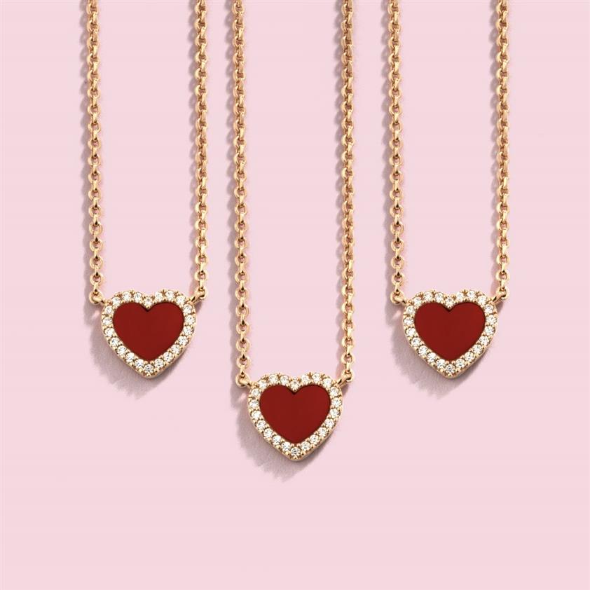 Collier de créateur en forme de cœur pour femmes, accessoires en acier inoxydable, chaîne en Zircon vert et rose, bijoux pour femmes, cadeau 2091
