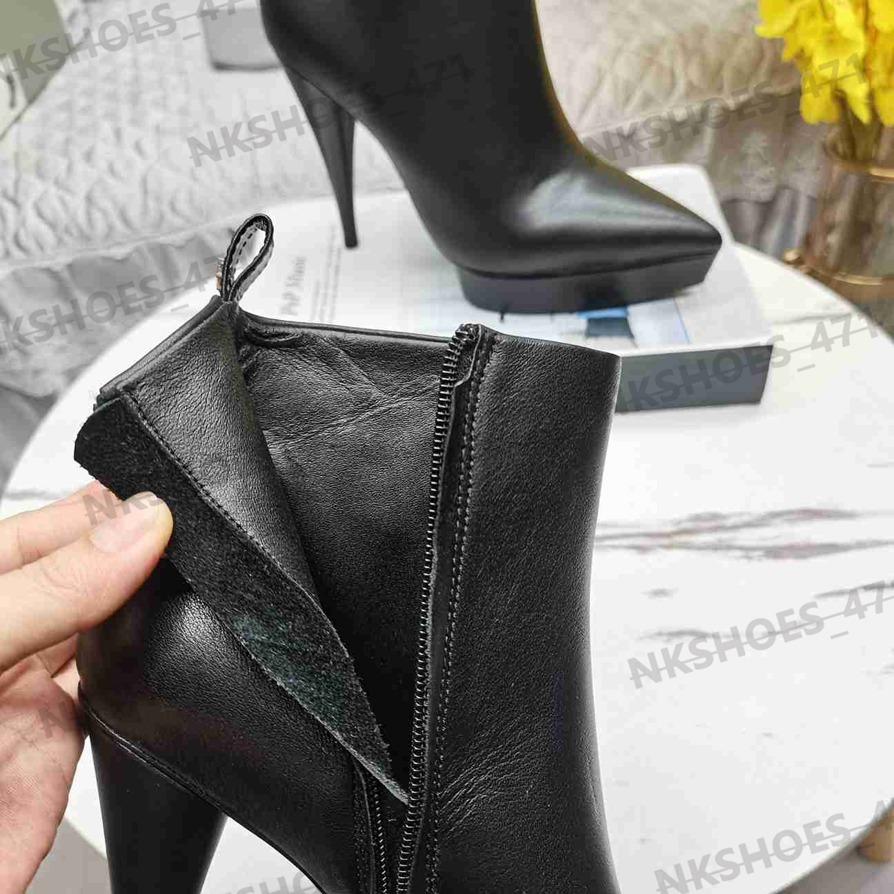 Designerskie buty kobiety seksowne nagie buty luksusowa marka okrągłe palce gęste podeszwy formalne buty wysokie obcasy oryginalne skórzane buty jesienne zimowe botki na wysokim obcasie buty