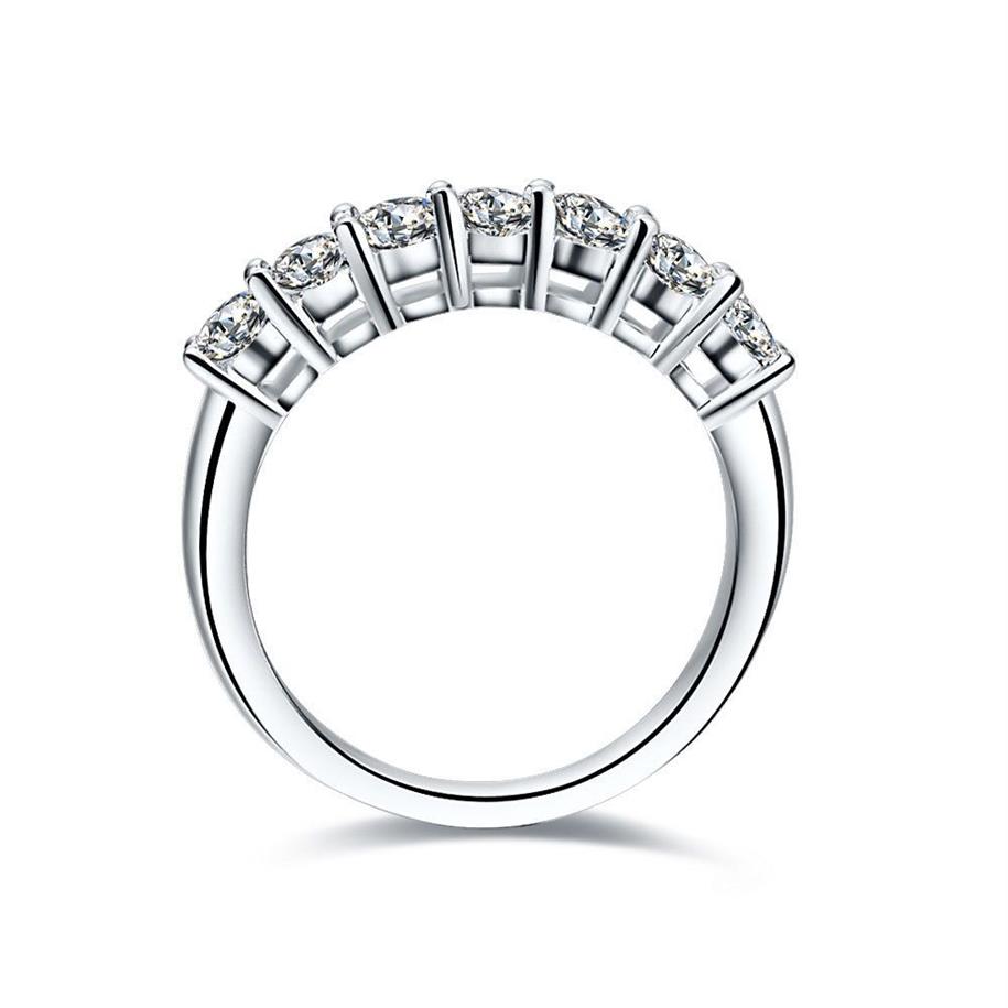 7 Kamienie cały kropla 0 7ct sona diamentowy pierścień dla kobiet srebrna biżuteria PT950 Stamped Platinum Plate S1810100222U