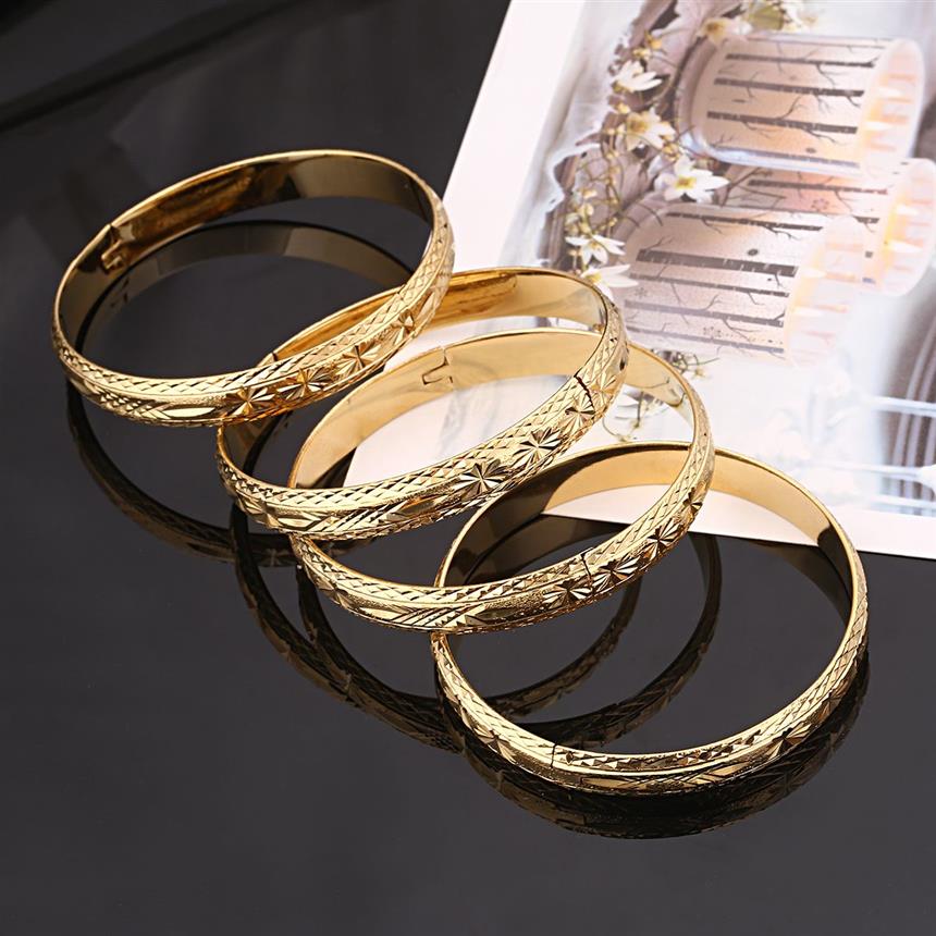 4st Dubai Gold Bangles breda armband afrikanska europeiska Etiopien smycken Bangles267t