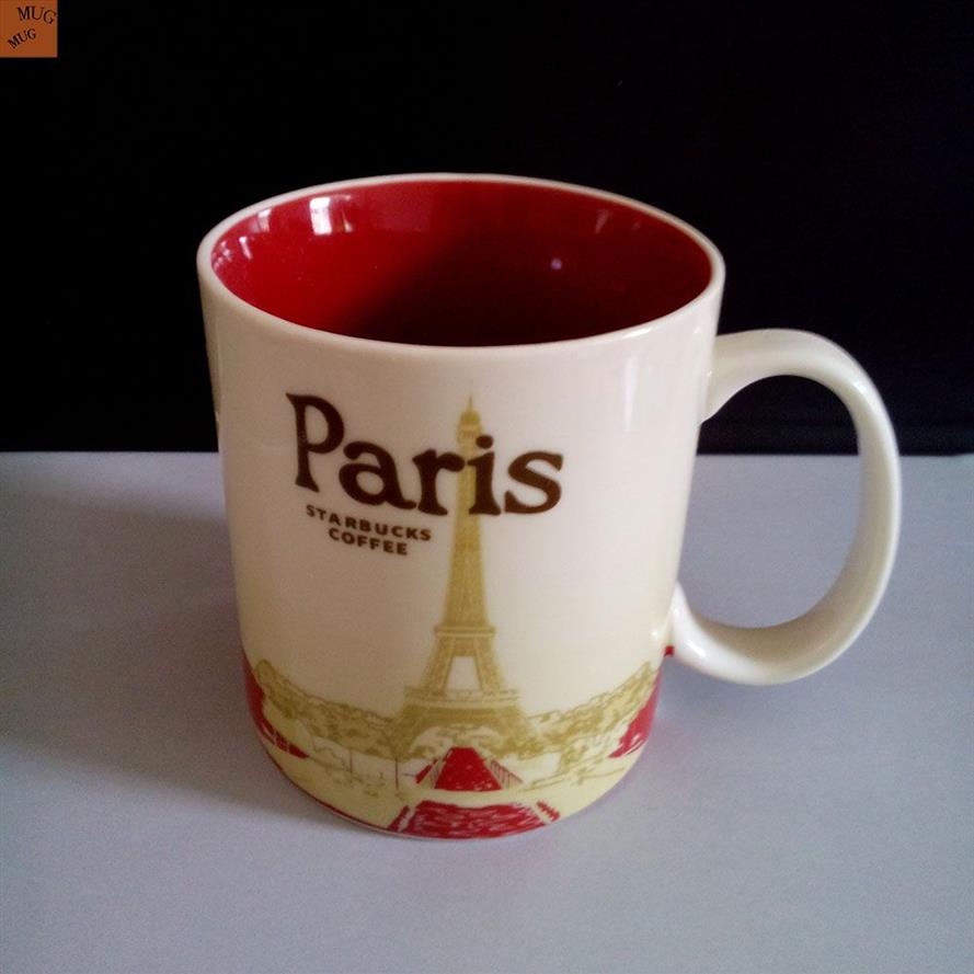 16oz kapacitet keramisk Starbucks City Mug Classical Coffee Mug Cup Paris City2573