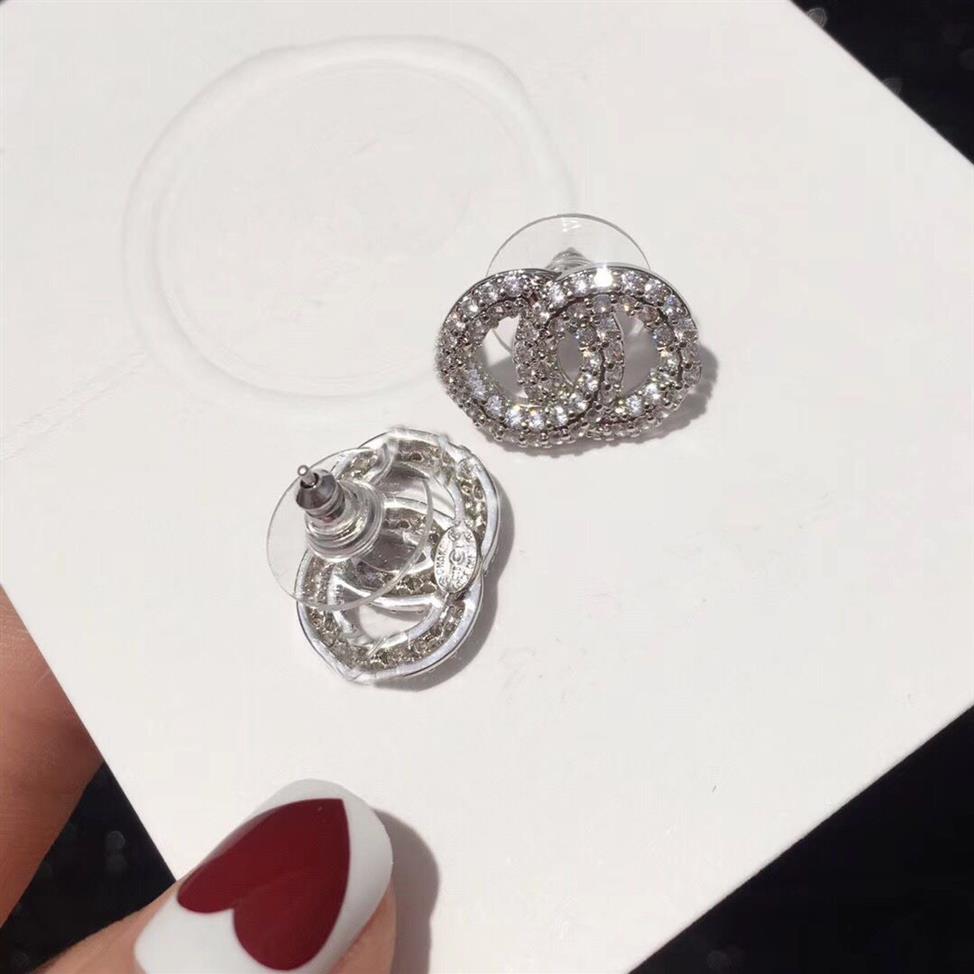 Fashion stud kristallen oorbellen voor vrouwen party bruiloft liefhebbers gift designer oorbellen sieraden met flanel bag228f