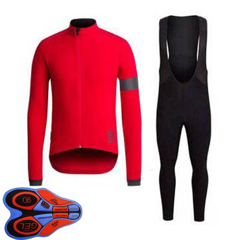 Primavera Autum RAPHA Team Ciclismo para hombre Jersey Conjunto Camisas de manga larga Pantalones con pechera Traje mtb Trajes de bicicleta Racing Uniforme de bicicleta al aire libre 303C