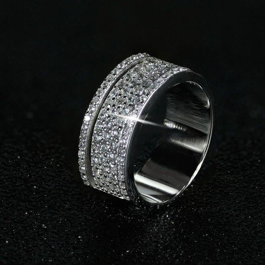 2019 Nueva moda 100% 925 Anillo de plata Luna Estrella Deslumbrante Anillo de dedo abierto para mujeres Niñas Joyería Pura Boda Compromiso Gift289B