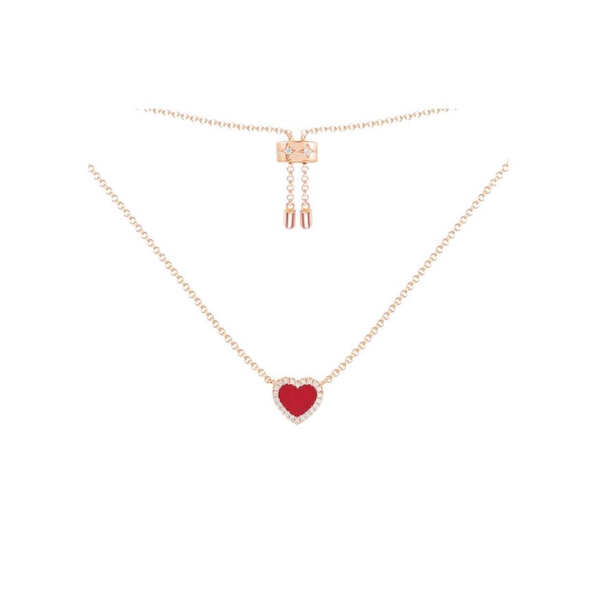 Designer Heart Love Necklace For Women Stainless Steel Accessories Zircon Green Pink Hearts chain for Womens Jewelry Gift299c