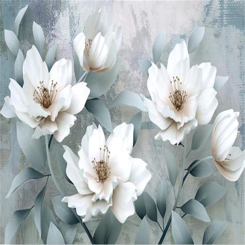 Papier peint floral pour murs rétro simple fleur en relief, personnalisez votre papier peint de décoration intérieure atmosphérique haut de gamme préféré296a