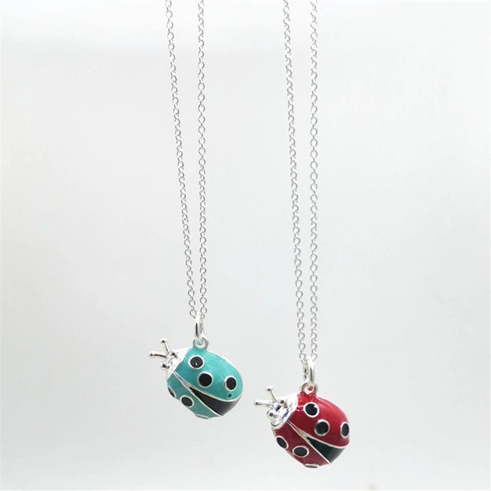 Collier coccinelle en argent Sterling 925 pour femmes, pendentif coccinelle bleu exclusif, mode classique, bijoux 308R