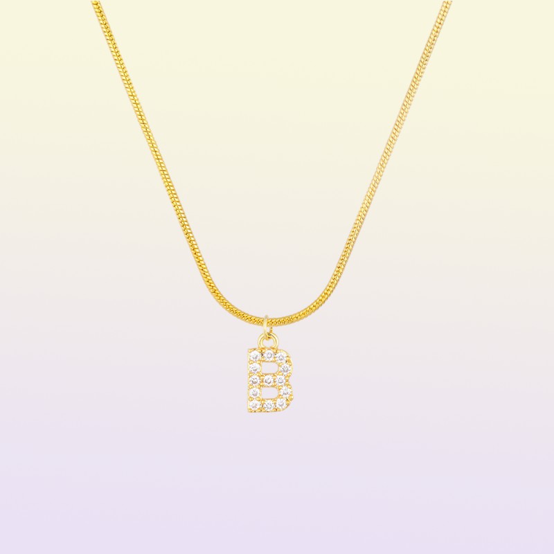 Eingelegte Zirkon Brief Initial Anhänger Halskette Für Frauen Gold Kette Niedlichen Charme Collier Alphabet Halsketten Schmuck Freunde Geschenk8842433