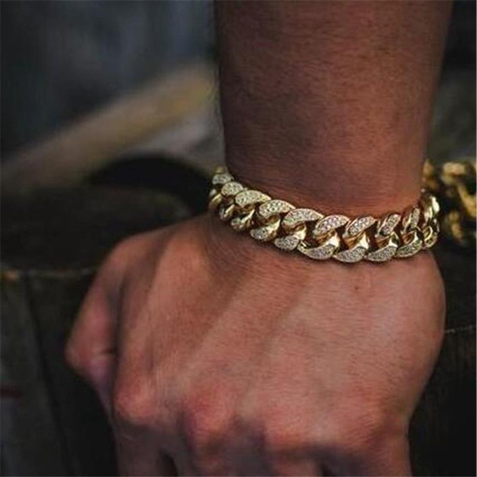 2021 hip-hop bracelet diamond men's and women's bracelet full diamond big gold chain bracelet286O