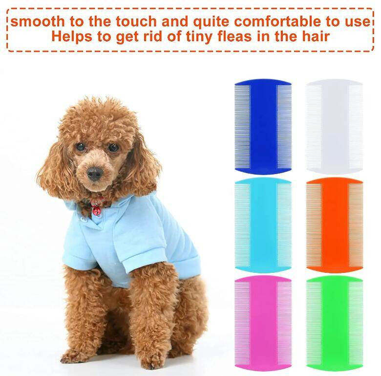 Durable Hair Removing Flea Lice Comb Dandruff Comb Fine Hair Combs Puppy Fine Tooth Hair Flea Comb With Double Side For Kitten Dog Cats Pet Grooming