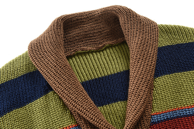 Moda masculina arco-íris camisola novas blusas casaco de rua outono e inverno combinar cor tricô cardigan ponto