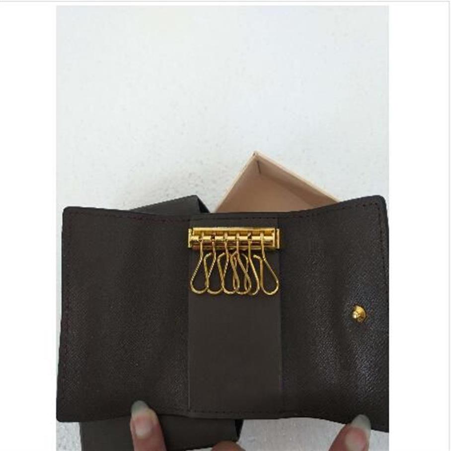 La poche clés Damier Canvas détient des femmes de concepteur classiques célèbres de haute qualité 6 porteurs clés porte-monnaie en cuir en cuir porte-carte portefeuille