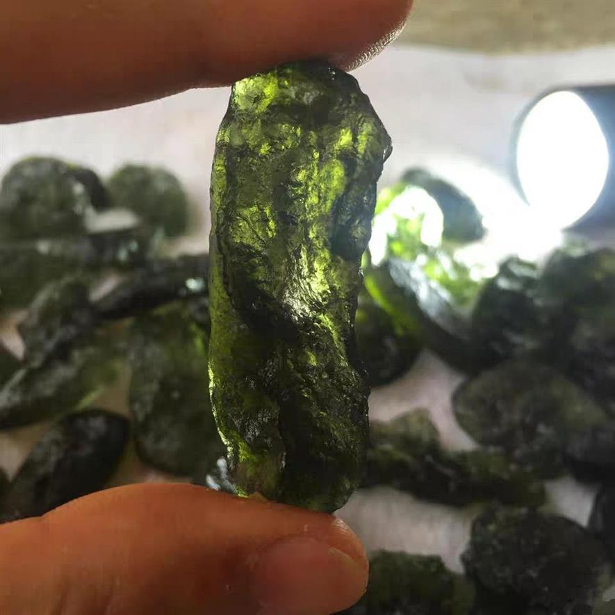A Natural Moldavite green aerolites crystal stone pendant energy apotropaic4g-6g rope Unique Necklace 2103192554