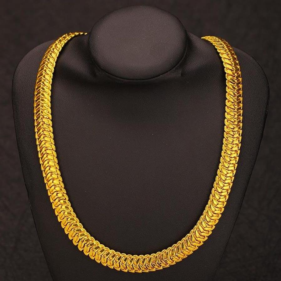 Chaîne à chevrons en or jaune 18 carats, collier classique rempli d'accessoires solides pour hommes, longueur 23 à 6 pouces, 217Z