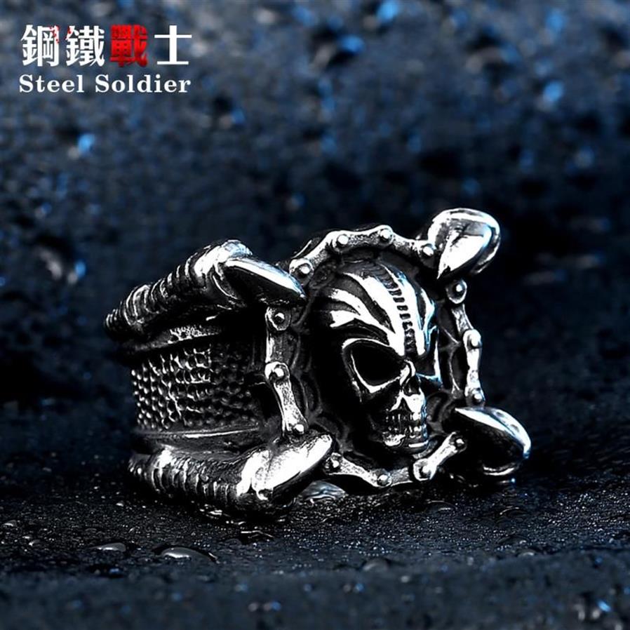 Cluster Rings Steel Soldier Style Stainless Skull Dragon Claw Cool Men Ring Fashion Punk Biker Jewelry240N