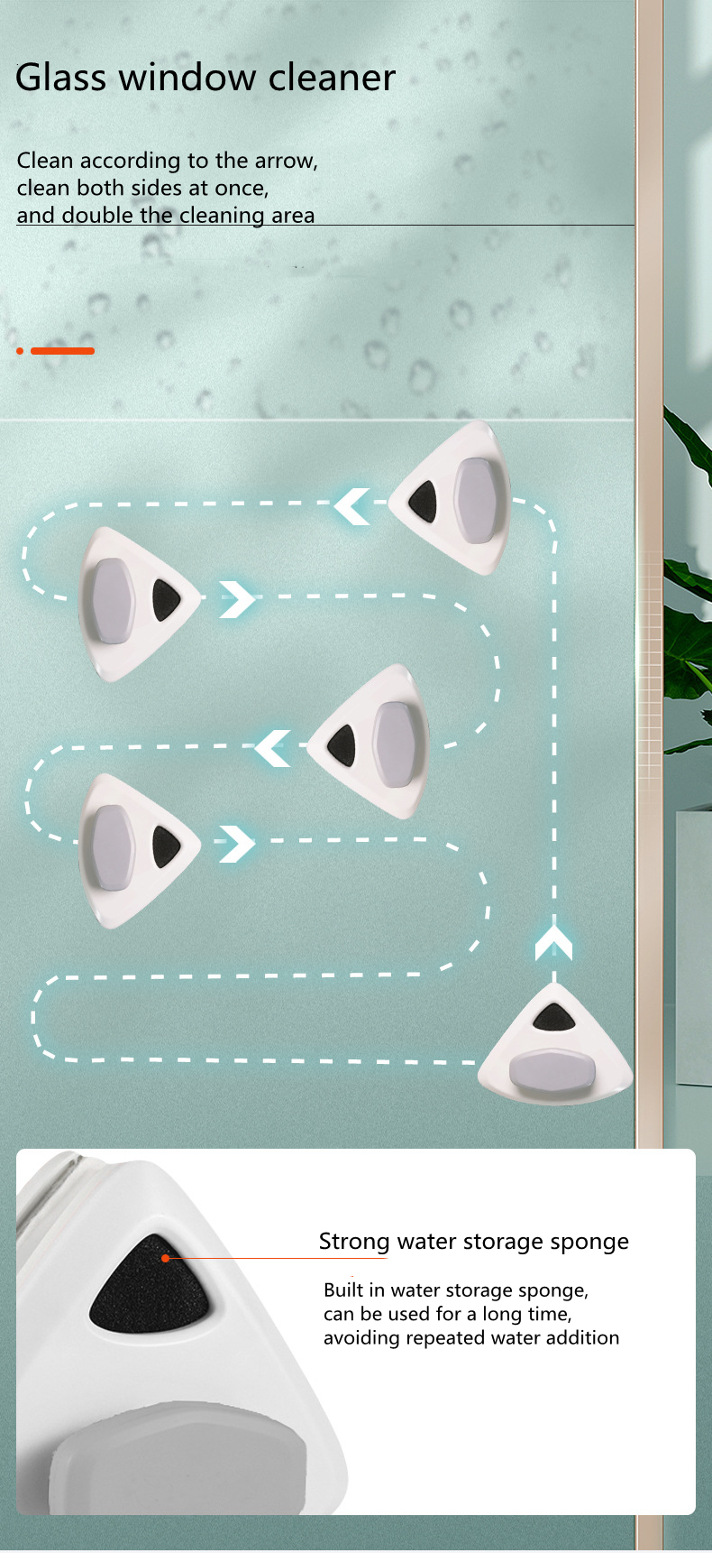 Magnetische Fensterreiniger, magnetischer Reiniger, doppelseitiger Brillenglaswischer zum Waschen von Fenstern, magnetische Reinigungsbürste für den Haushalt, C2742