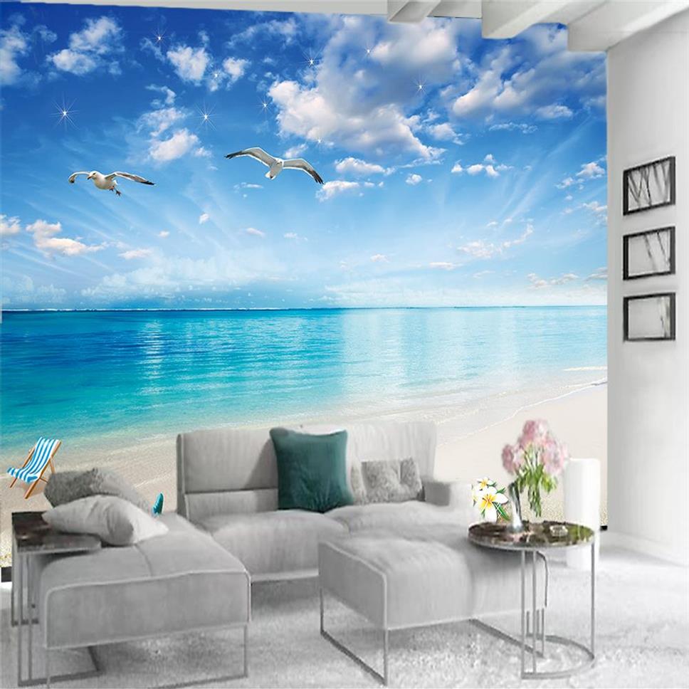 3D Modern Wallpaper Po 3D Wallpaper Väggmålning Vacker och romantisk havsutsikt vardagsrum sovrum väggtäckande hd tapeter208x