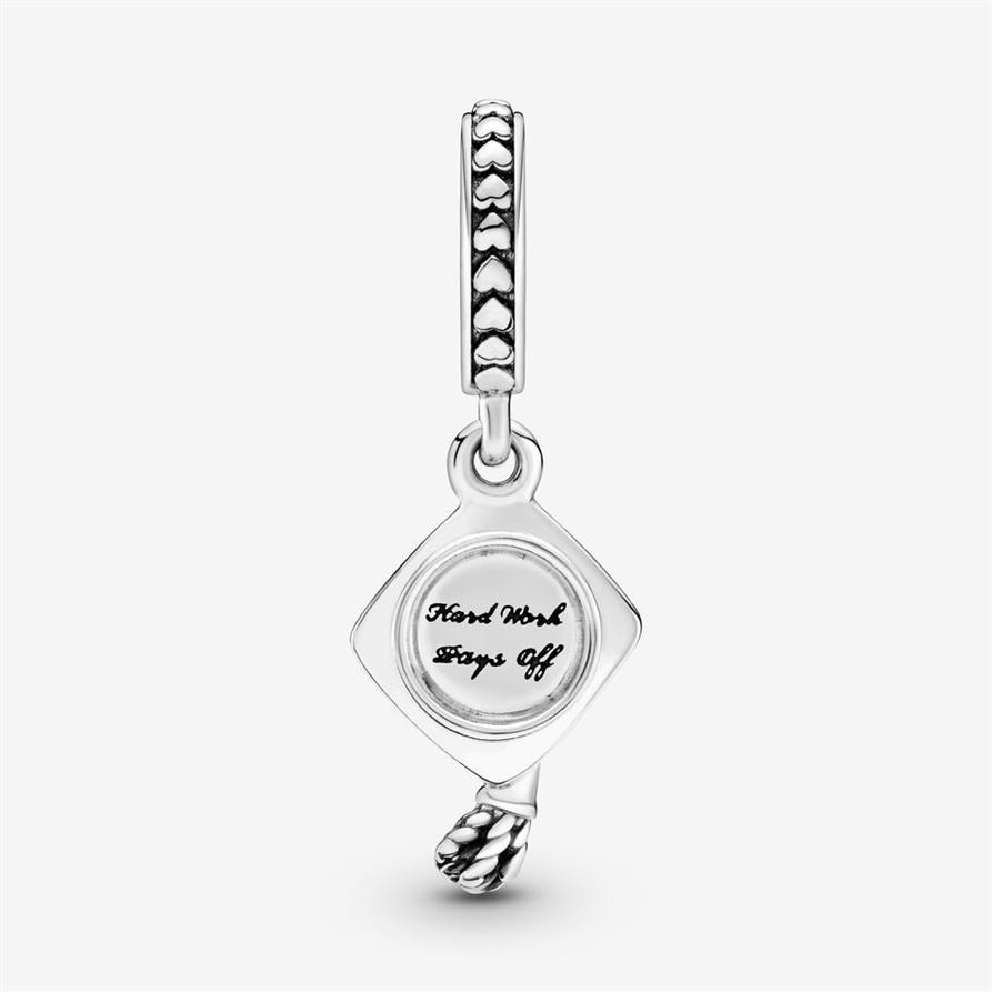 Nouveauté 925 en argent Sterling Graduation Cap Dangle Charm Fit Original européen bracelet à breloques bijoux de mode accessoires 205r