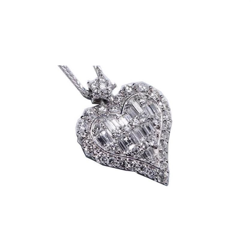 Amantes del corazón Colgante de diamante de laboratorio Real 925 Plata de ley Fiesta Colgantes de boda Collar de cadena para mujeres Joyería nupcial del encanto 210152W