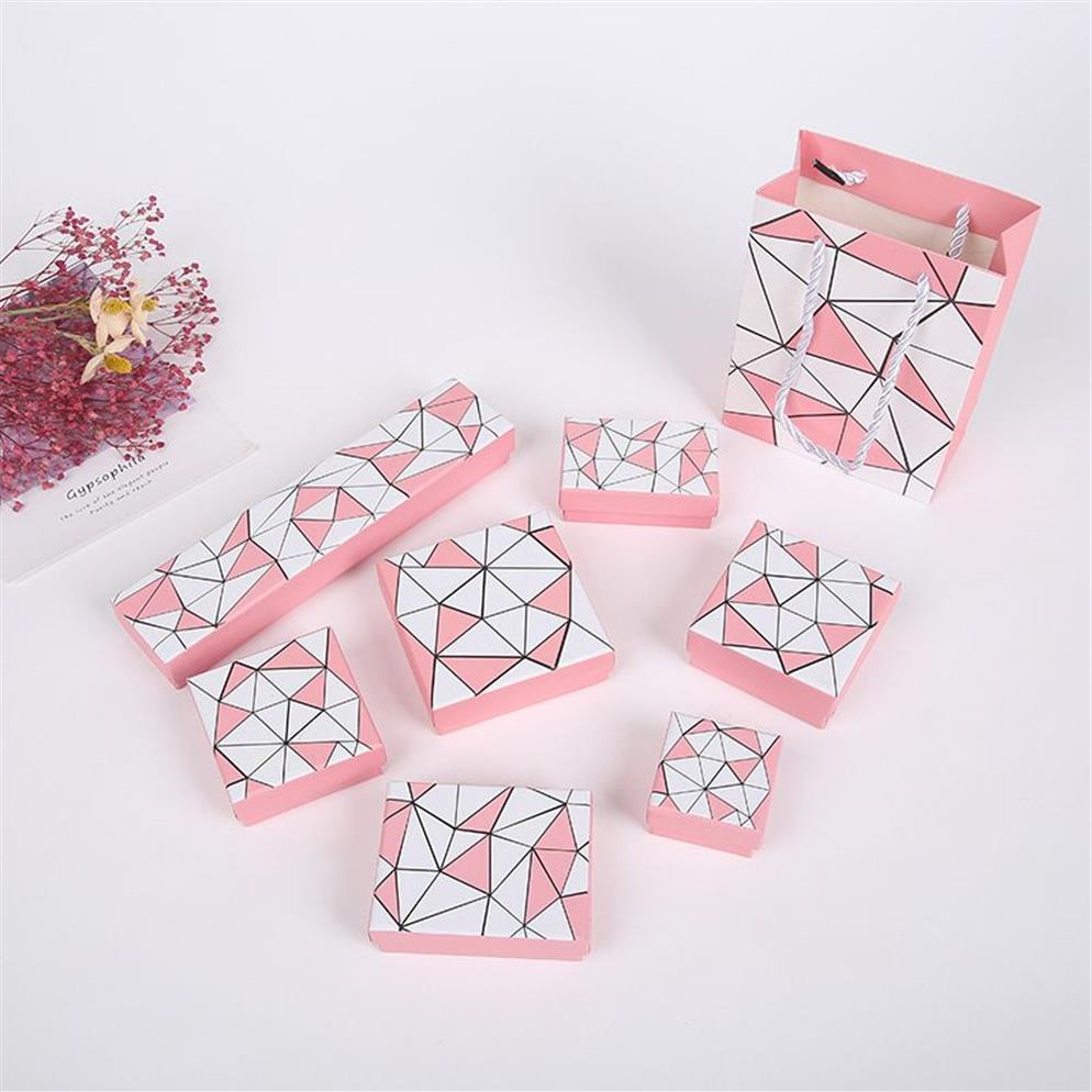 Semplice Seven Portagioie con geometria irregolare Portagioie con anello di tendenza Custodia regalo rosa bianco Portagioie collana Ciondolo stile Issey Dis288I