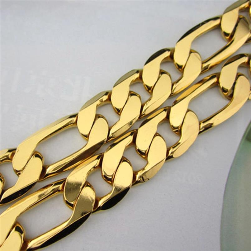 Collier classique chaîne pour hommes en or jaune 18 carats rempli chaîne Figaro solide accessoires pour hommes cadeau 24 pouces d'épaisseur collier épais241z